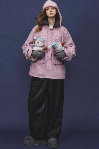 Elastic Waist Black Leather Pants