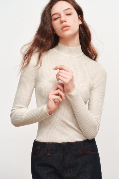 High Neck Knitted Sweater Top