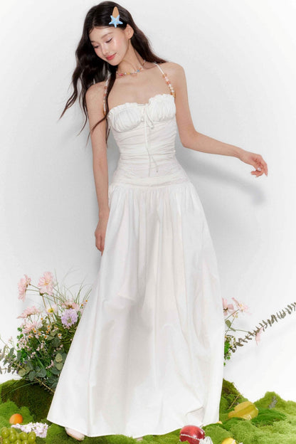 Island Lace-Up Halter Dress