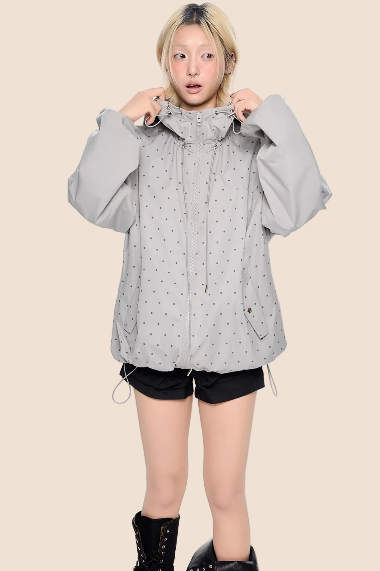 Polka Dot Hooded Sweatshirt
