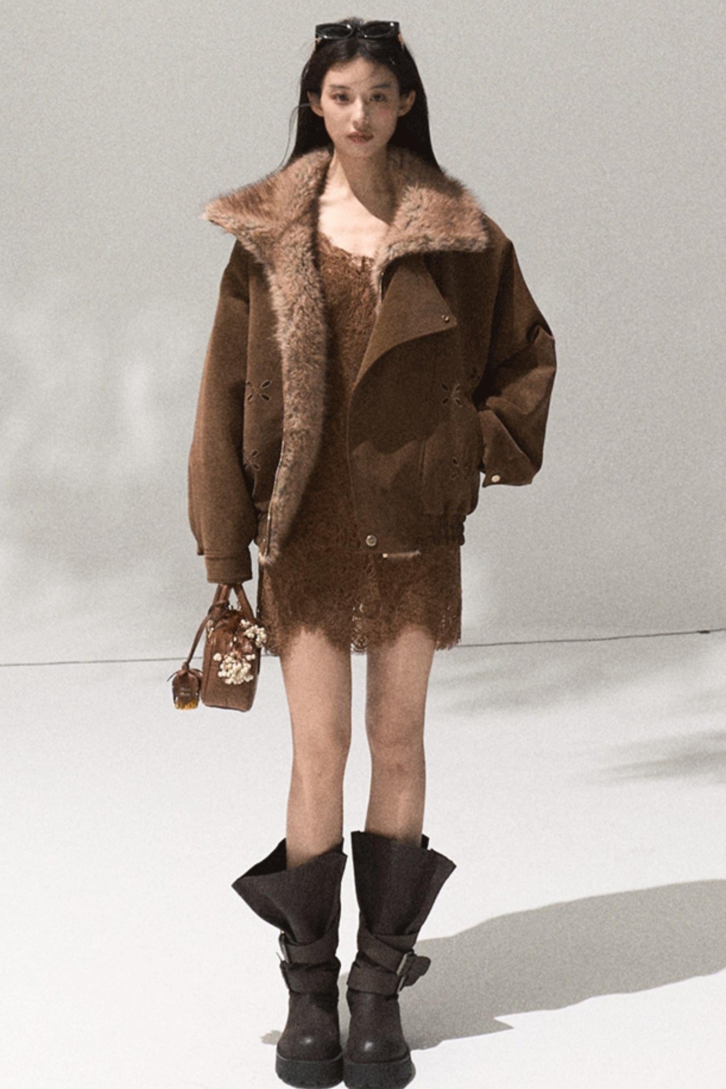 Velvet Lace Slim Silhouette Dress