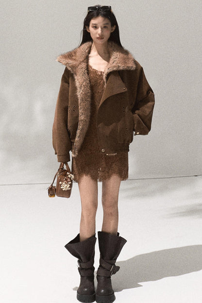 Velvet Lace Slim Silhouette Dress