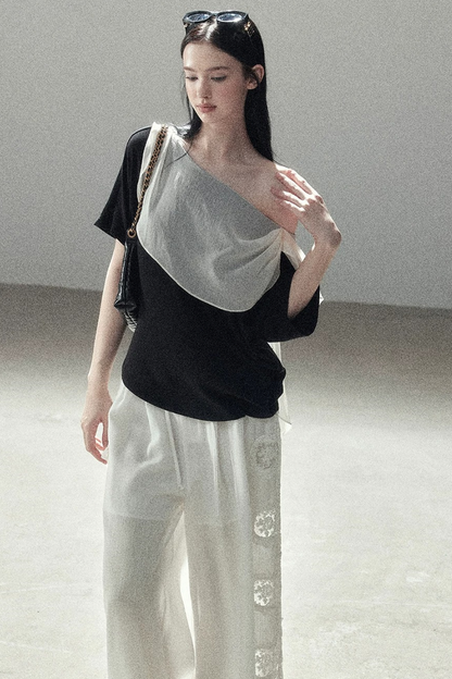 Black and White Off-Shoulder Top