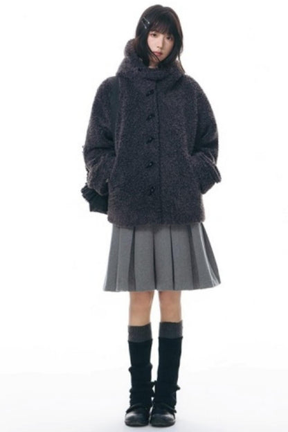 Cozy Hooded Lamb Wool Jacket