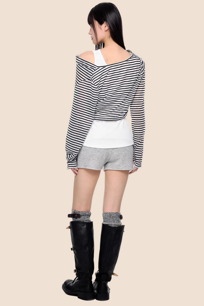 Gestreifte asymmetrische leichte Bluse