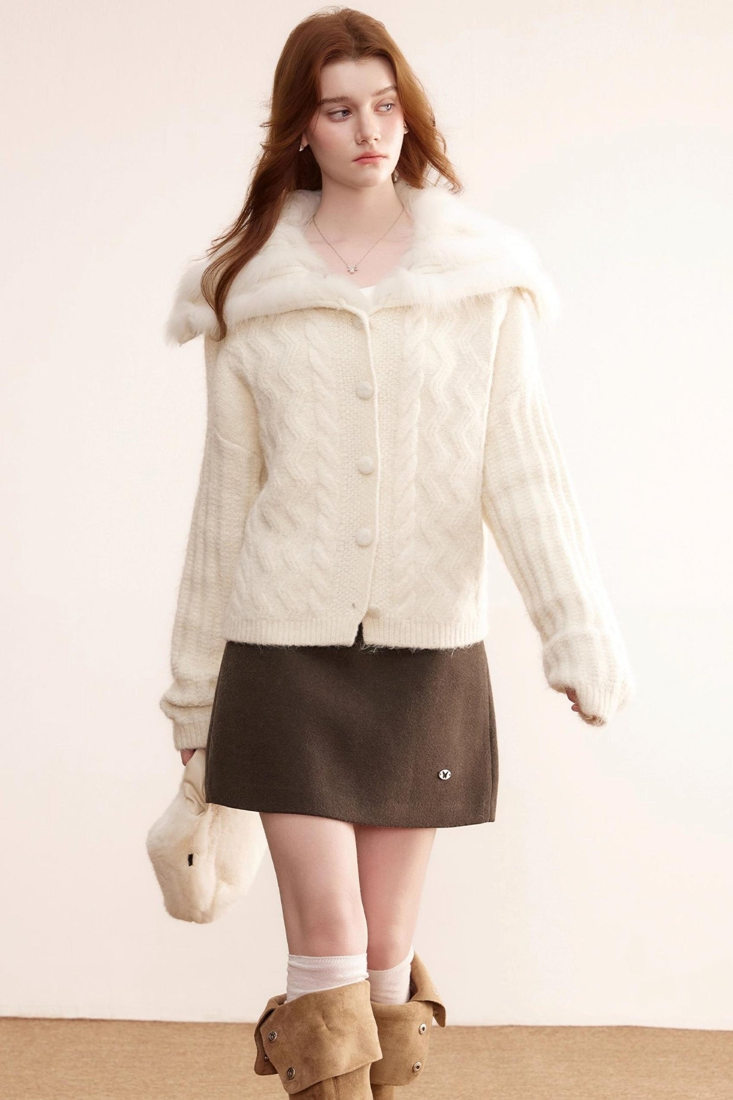 Gray Wool A-Line Skirt