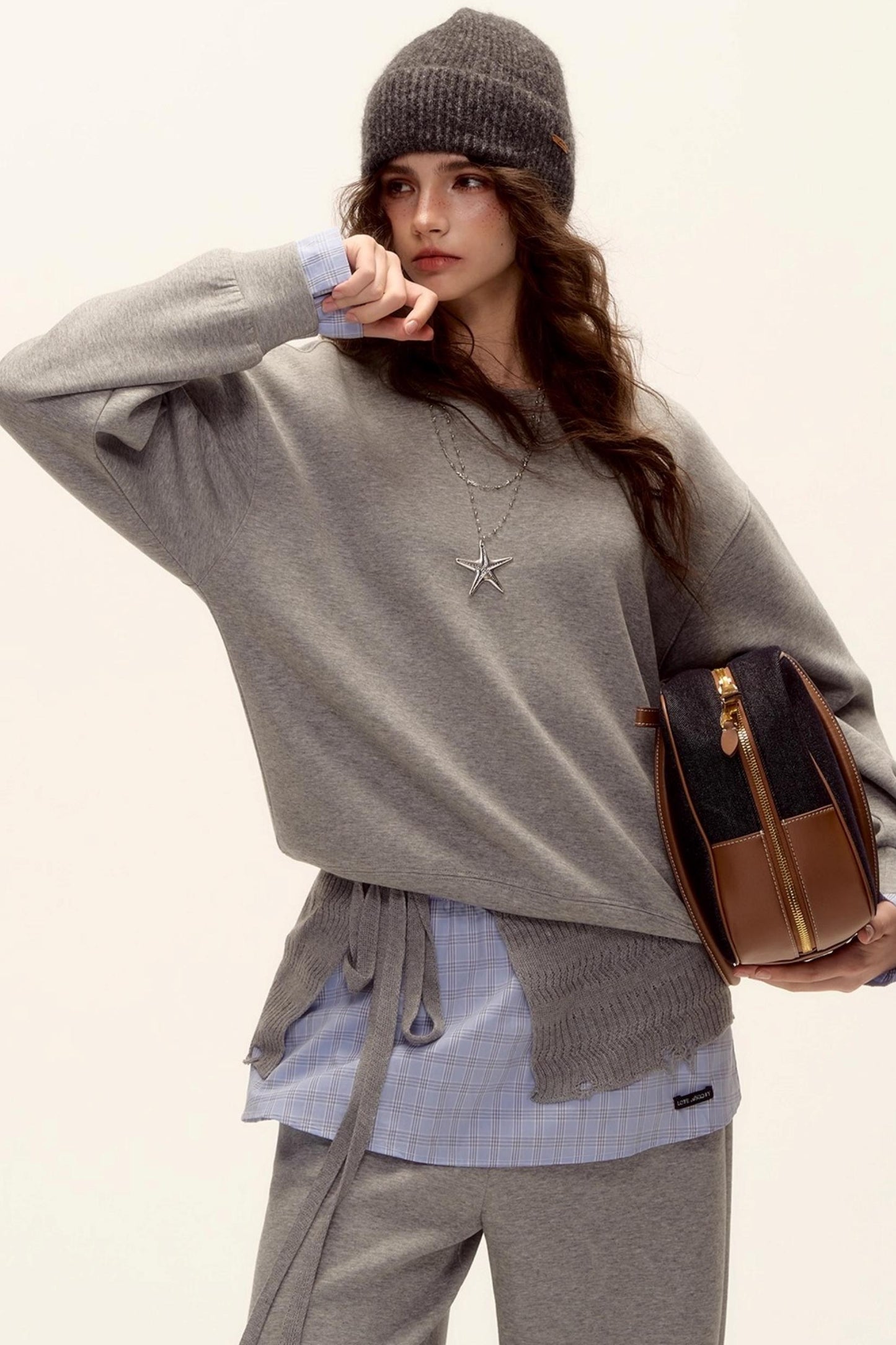 Plaid Patchwork Sweater Set-Up