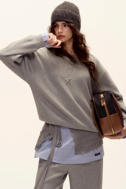 Plaid Patchwork Sweater Set-Up