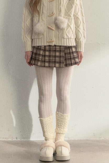 Plaid Leather Buckle Skirt