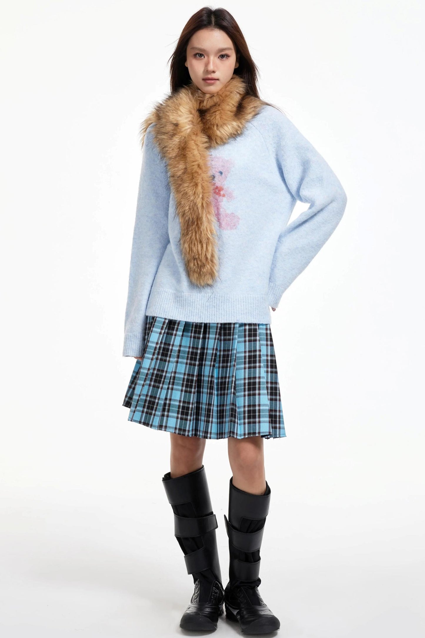 Pleated Mid-Length Skirt