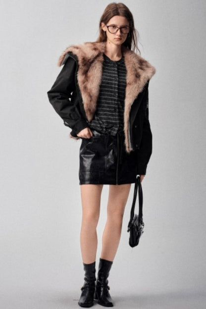 Detachable Collar Padded Jacket Shorts Set-Up