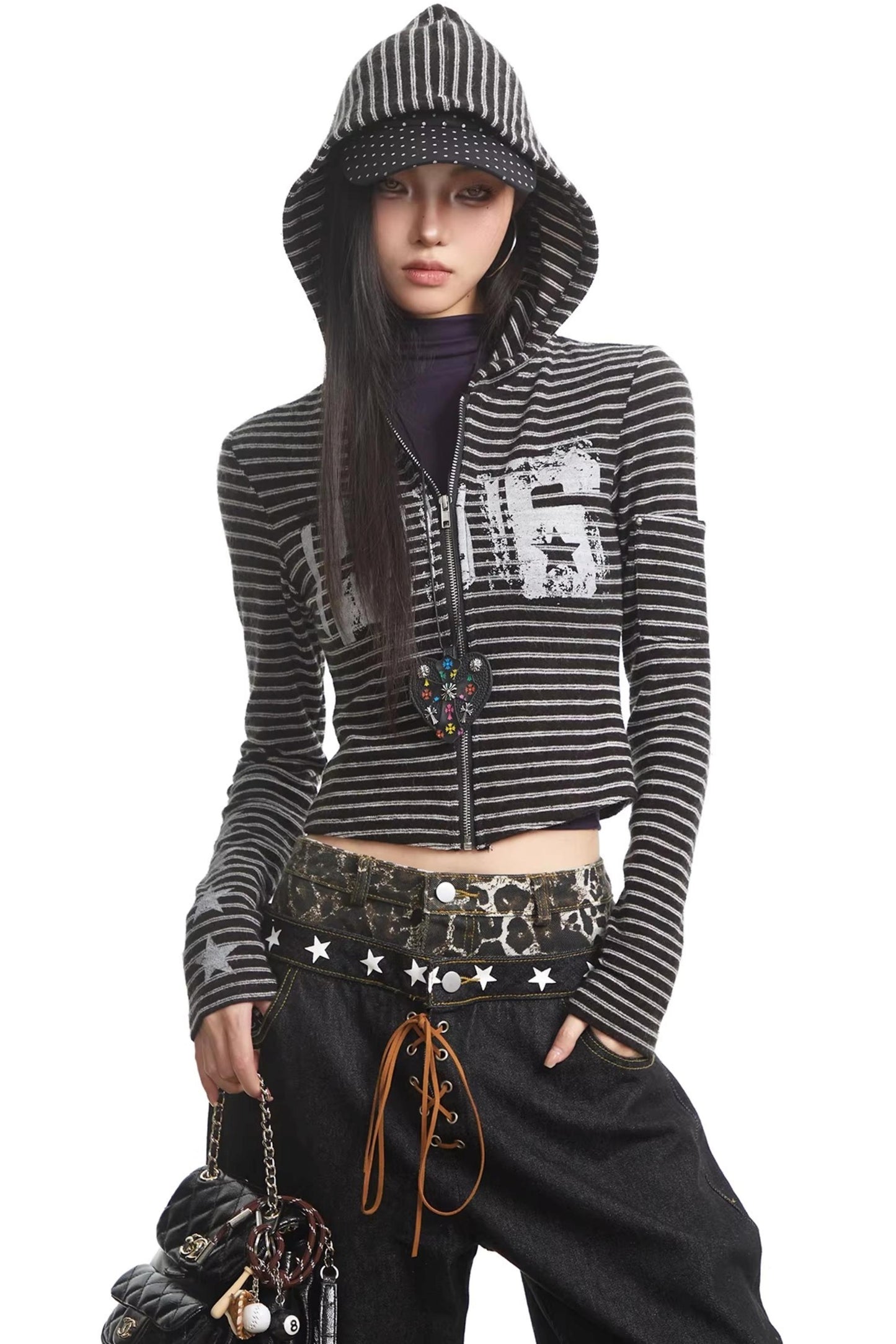 Retro Striped Hooded Sweatshirt