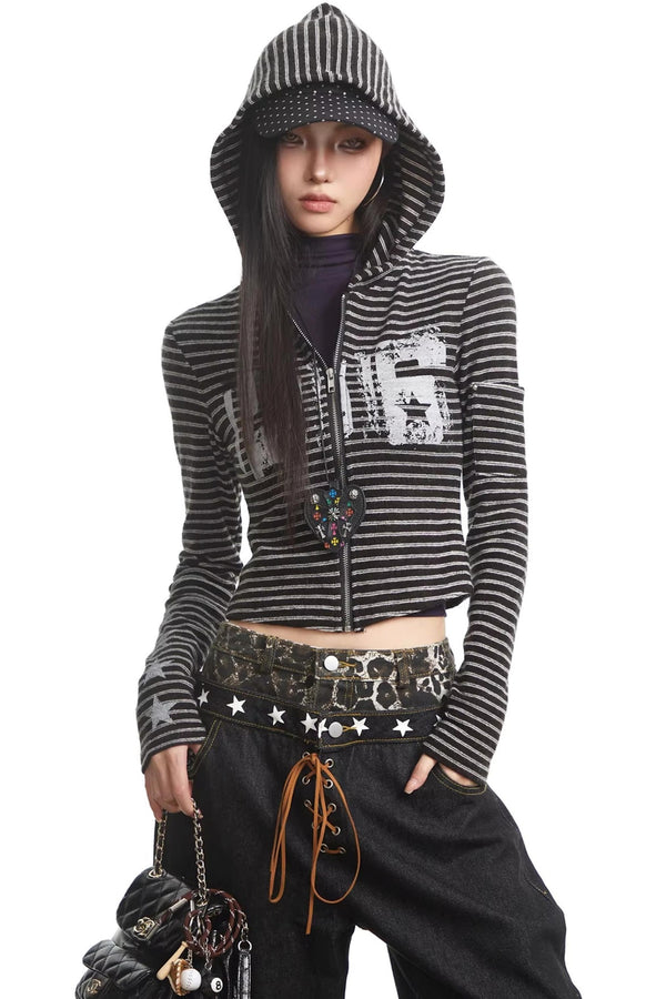 Retro Striped Hooded Sweatshirt