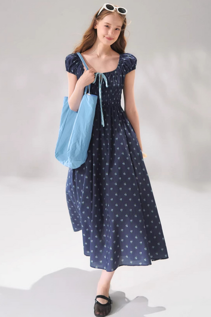 Floral Bow Long Dress