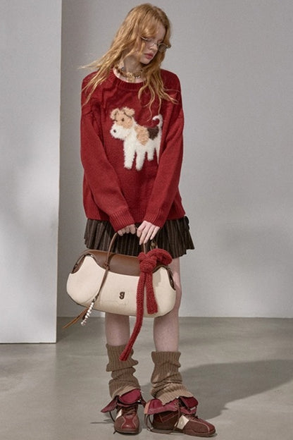 Puppy Jacquard Cloud Sweater