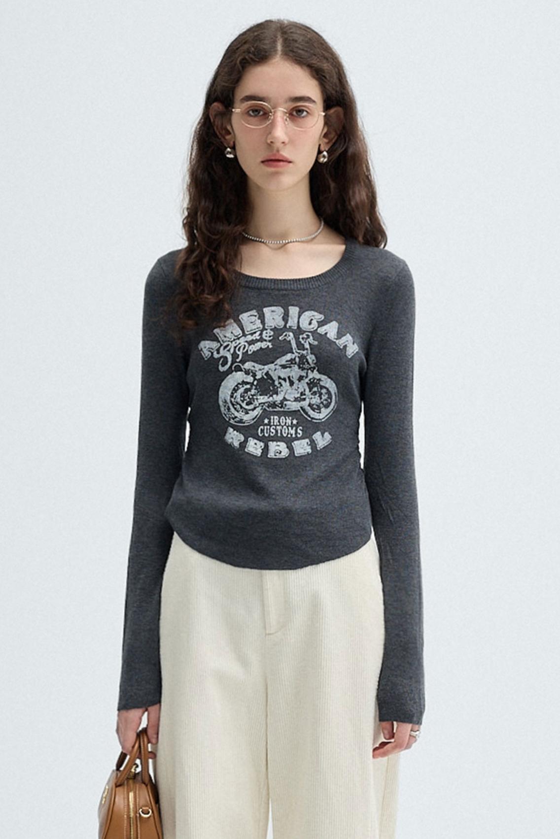 Slim WAIST CREWNECK KNITWEAR TOP