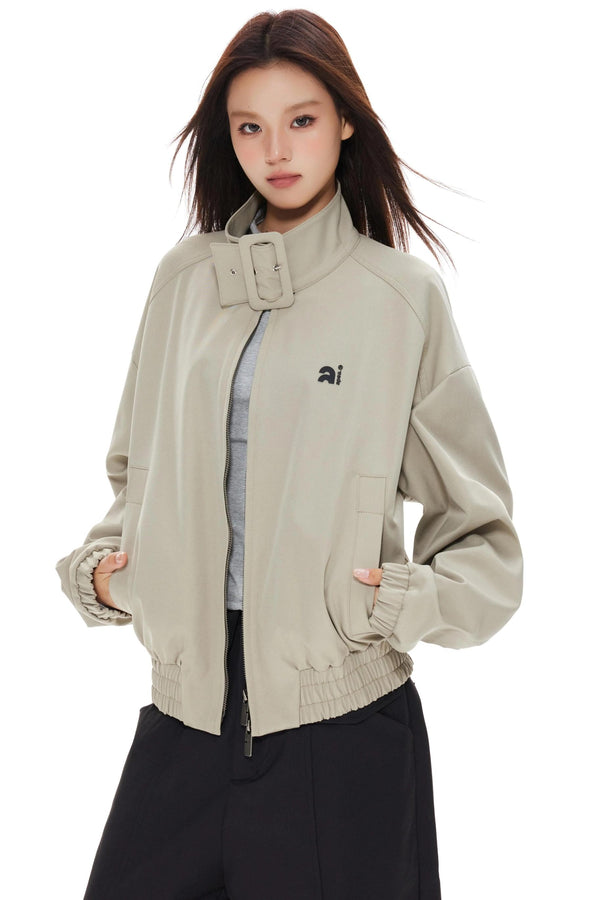 Polka Dot Stand-Up Jacket