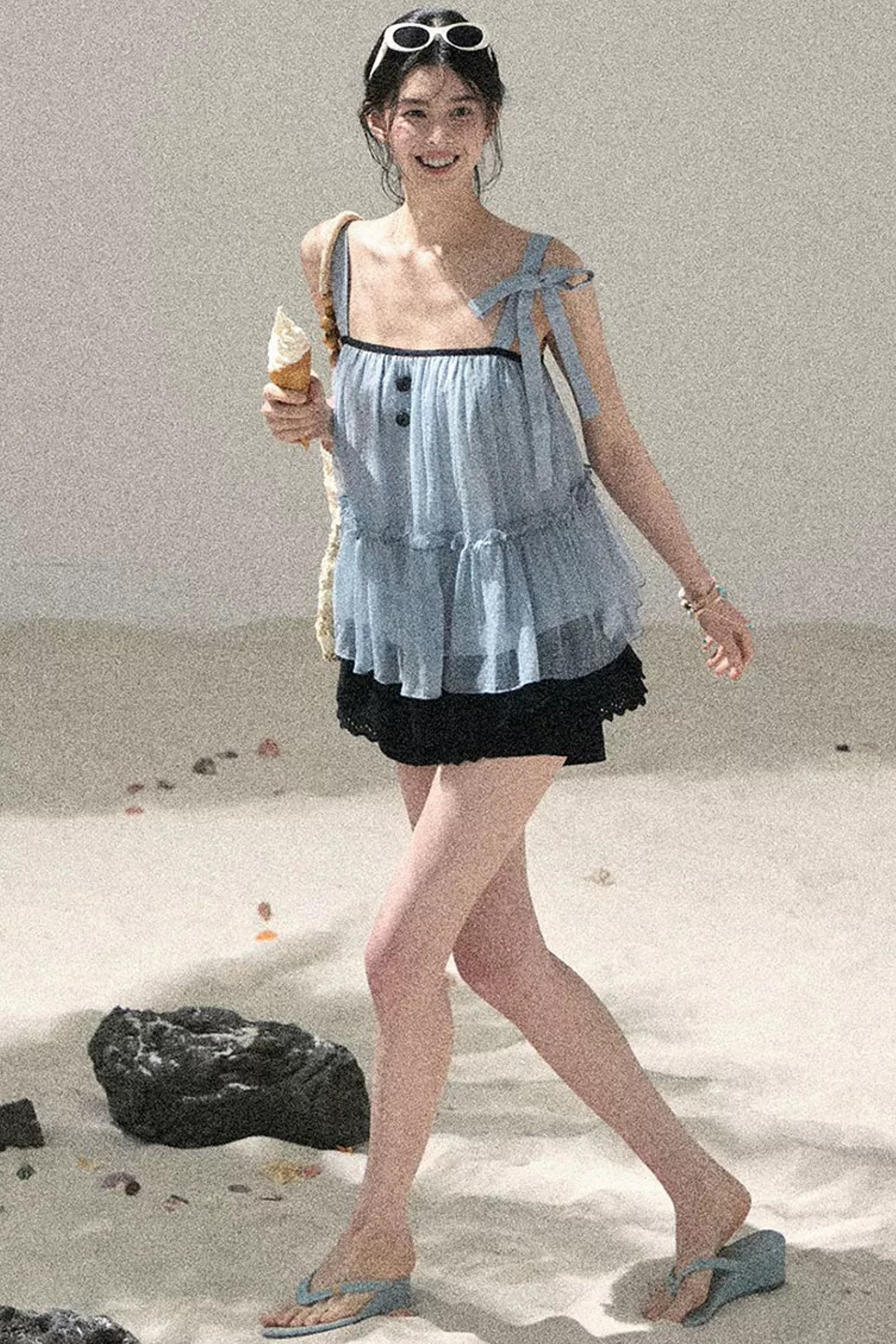 French Chiffon Mesh Top