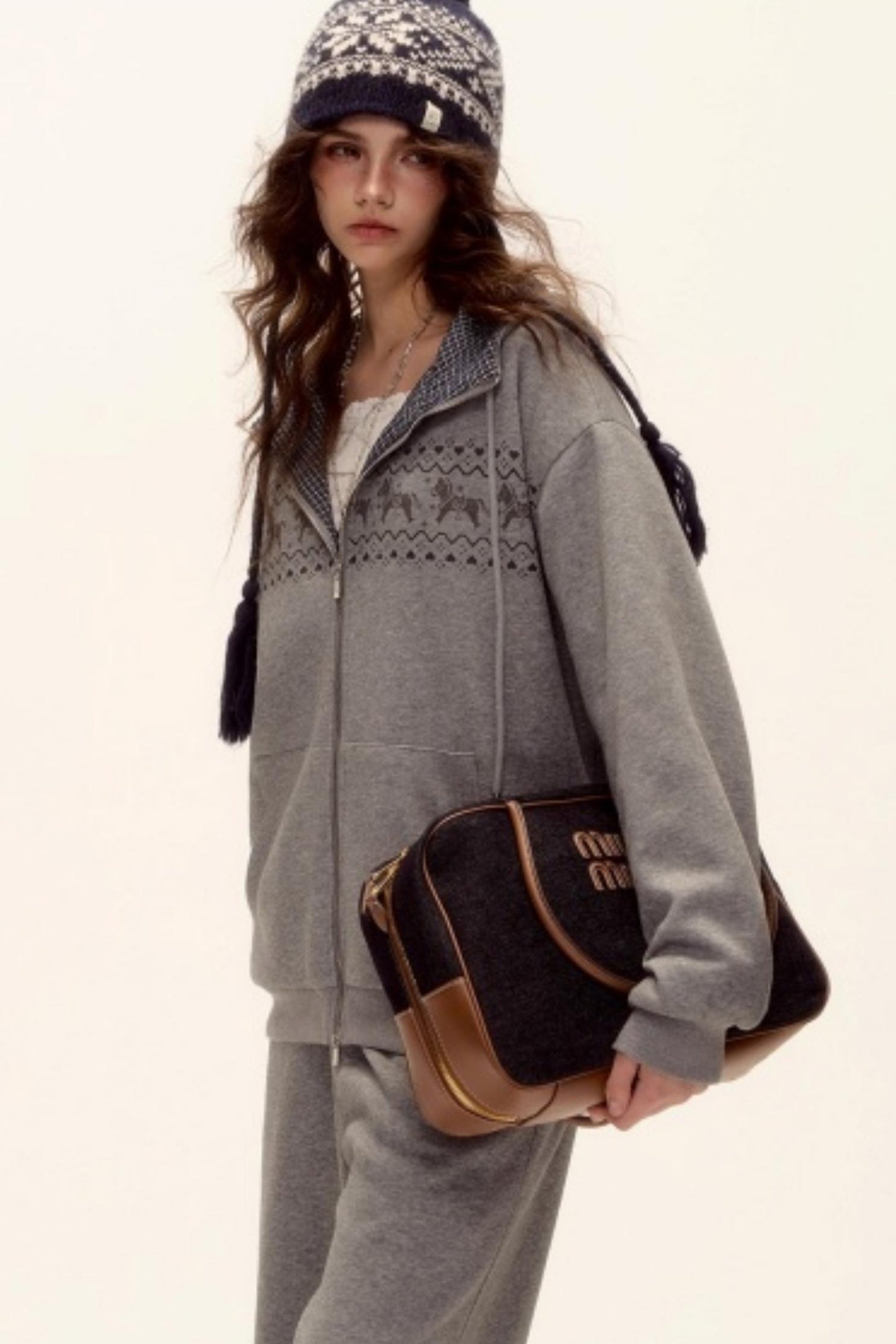 Fair Isle Quilted Jacket Pants Set-Up