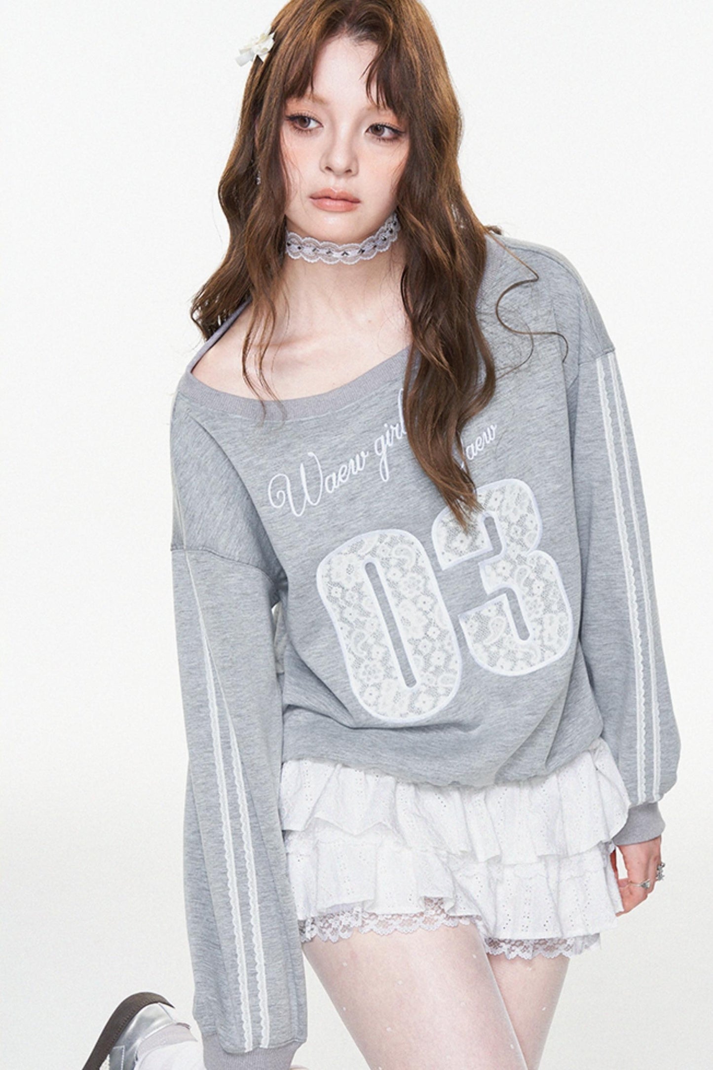 One-Shoulder Slouchy Ballet Sweatshirt
