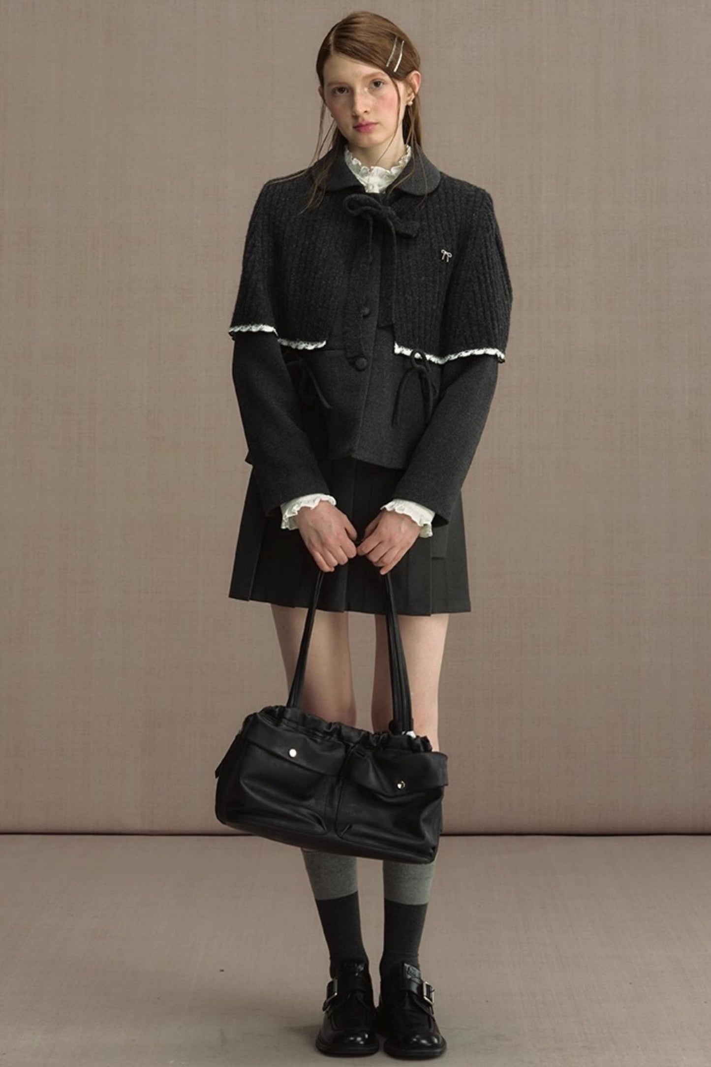 Fake Two-Piece Bow Lace-Up Shirt Dress