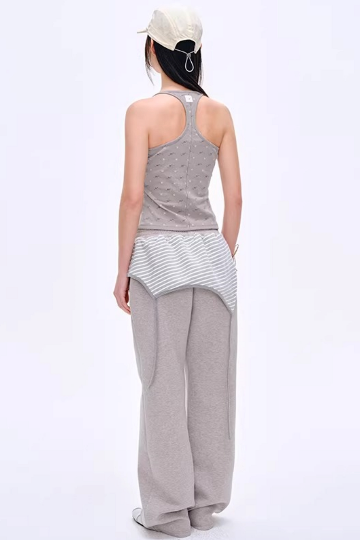 Color-Blocked Cotton Striped Pants