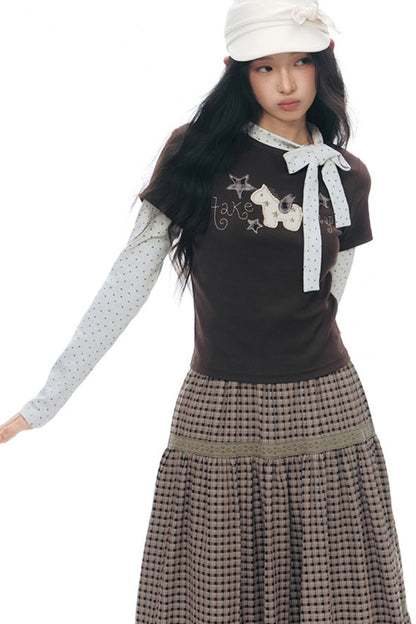 T-Shirt mit Pony-Applikation und Stickerei