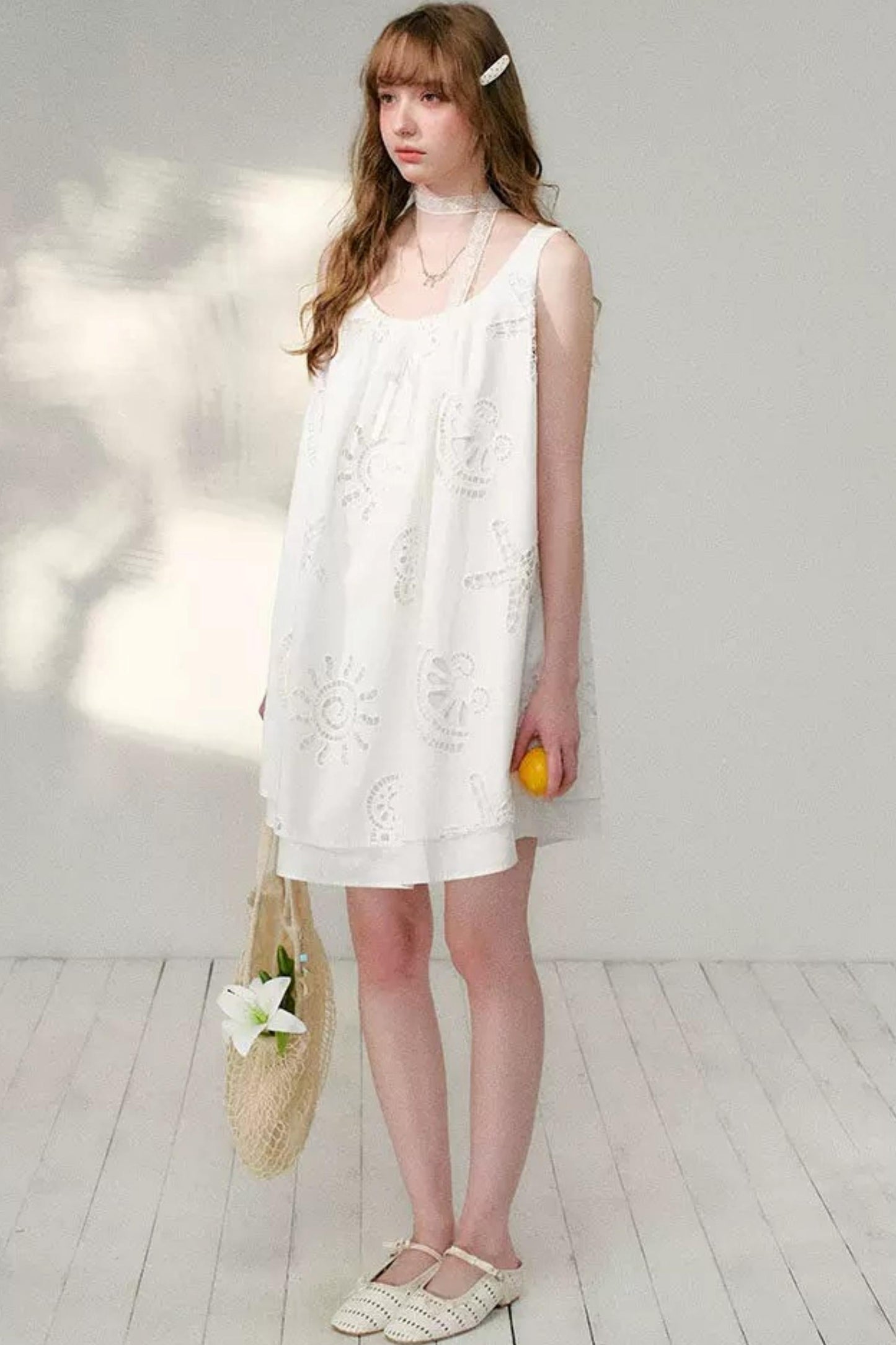 White Hollow A-Line Dress