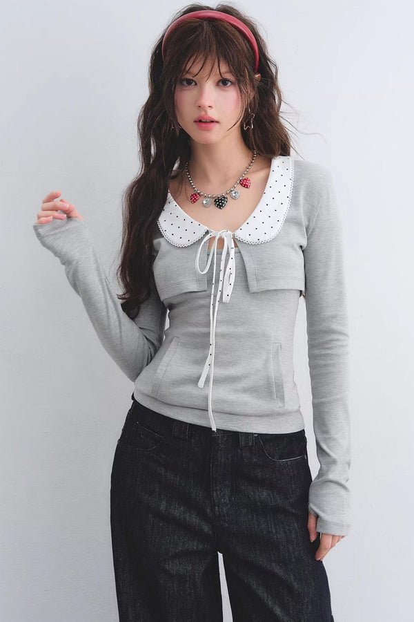 Polka Dot Lace Cardigan Set