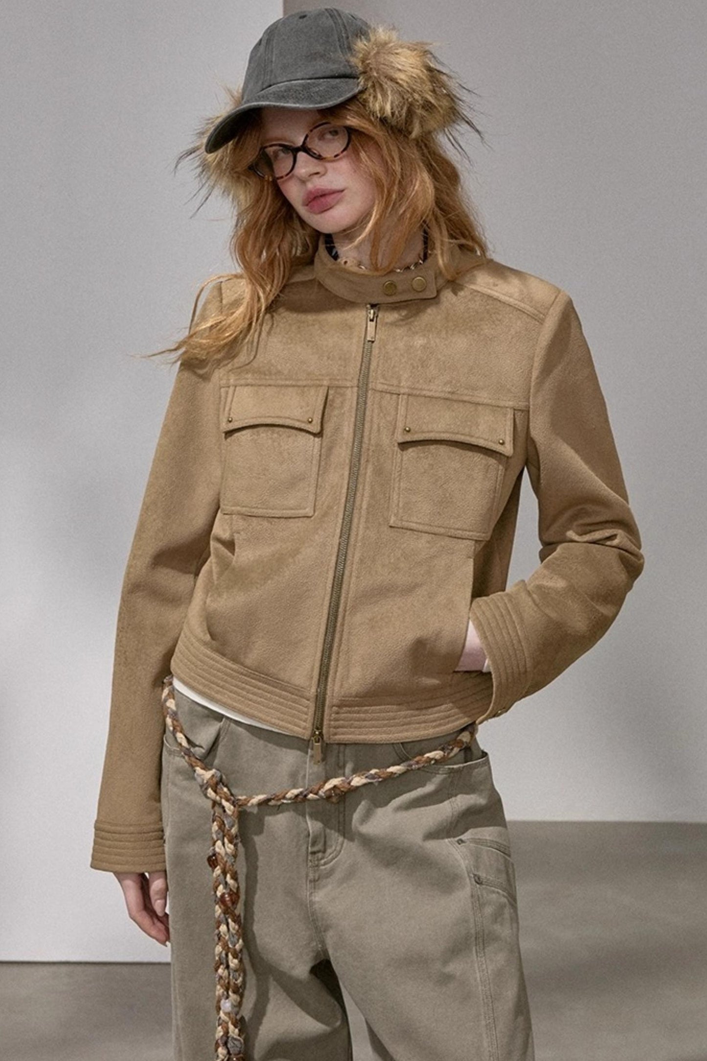 Suede Tailored Short Jacket