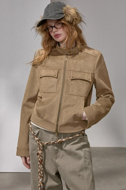 Suede Tailored Short Jacket