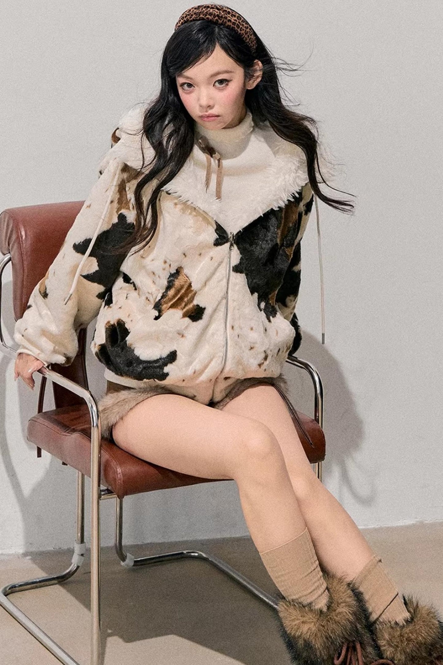 Korean Faux Fur Wide-Leg Pants