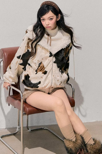 Korean Faux Fur Wide-Leg Pants