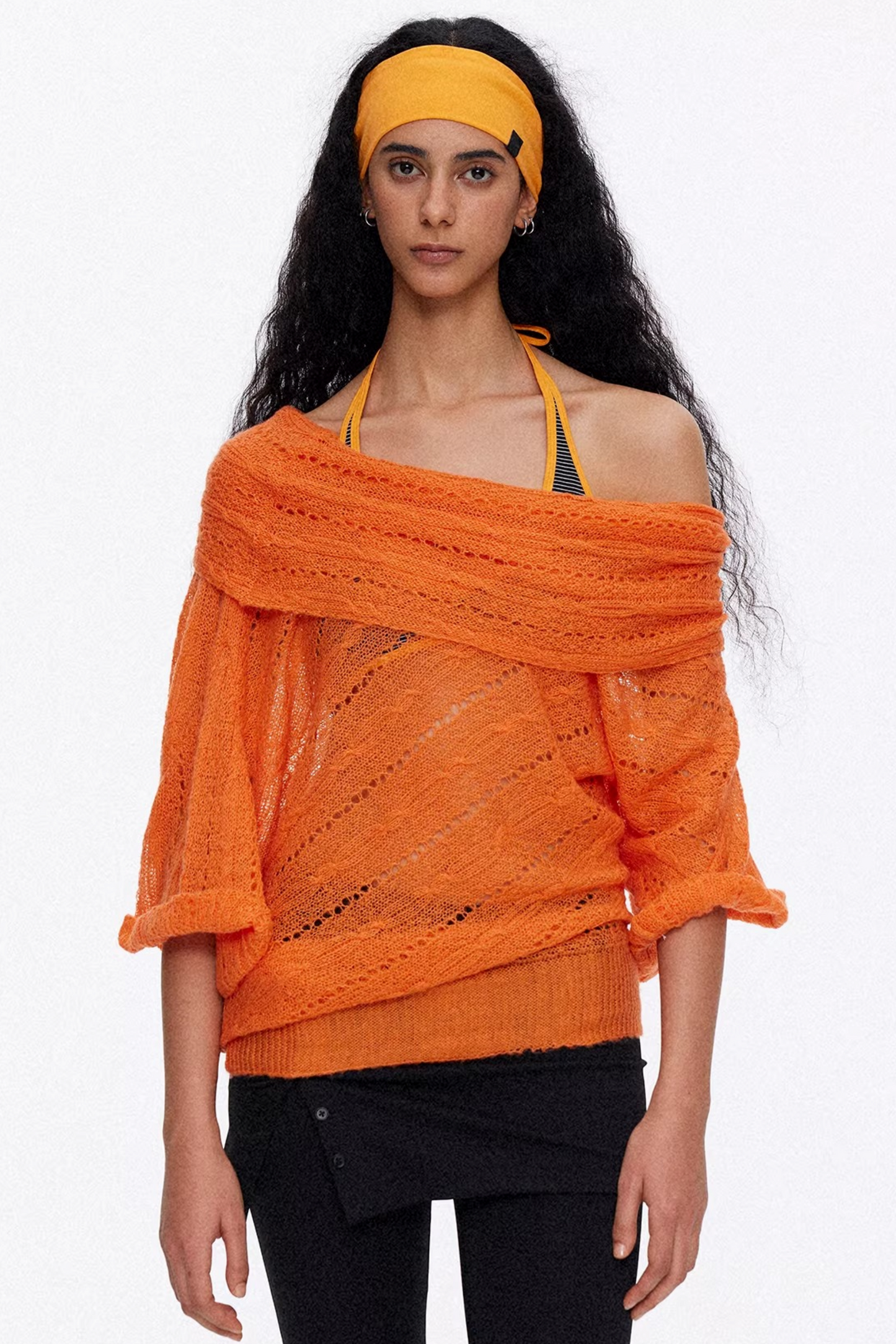 One-Shoulder Hollow Knit Sweater