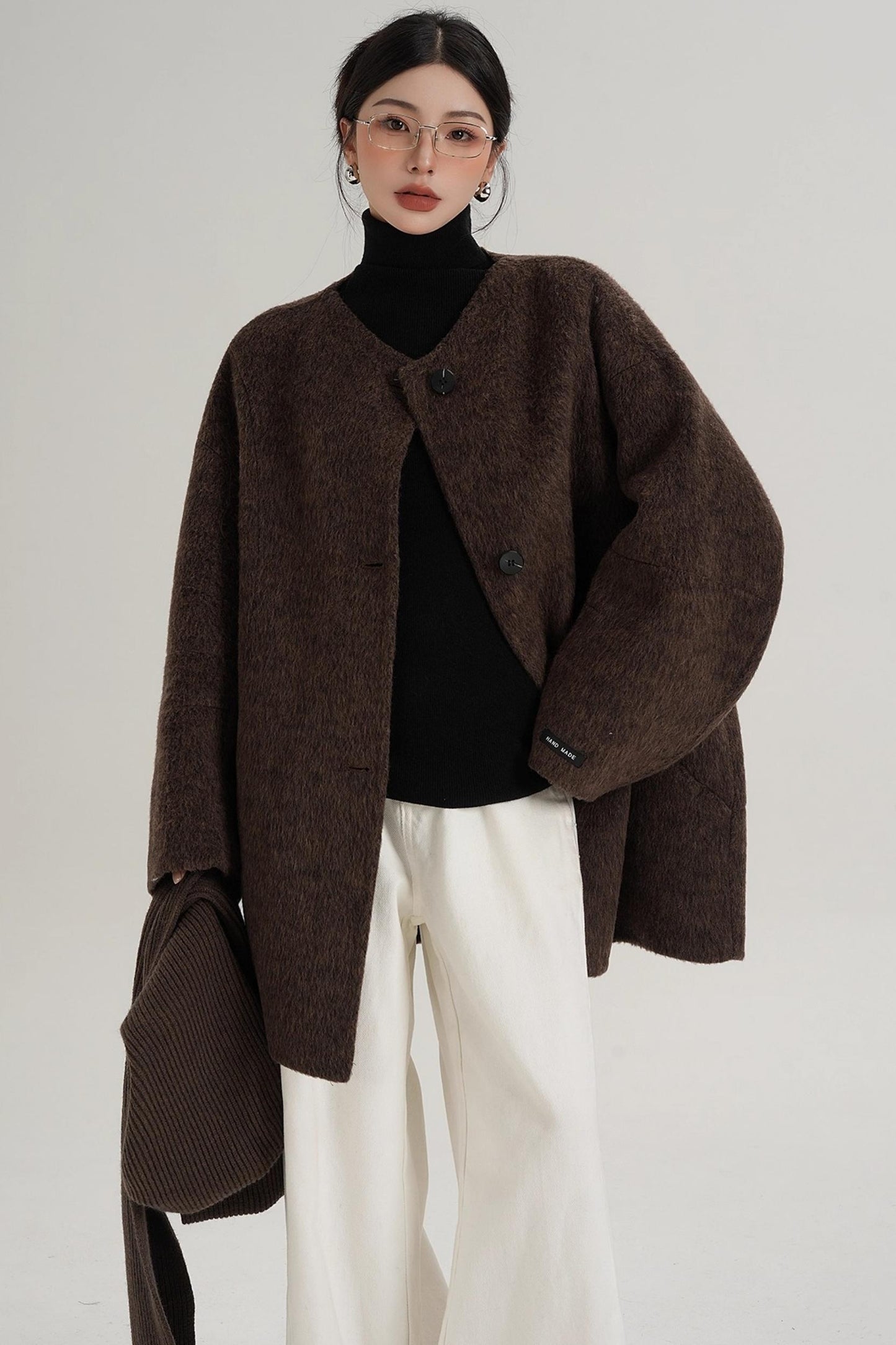 Elegant Chestnut Wool Coat
