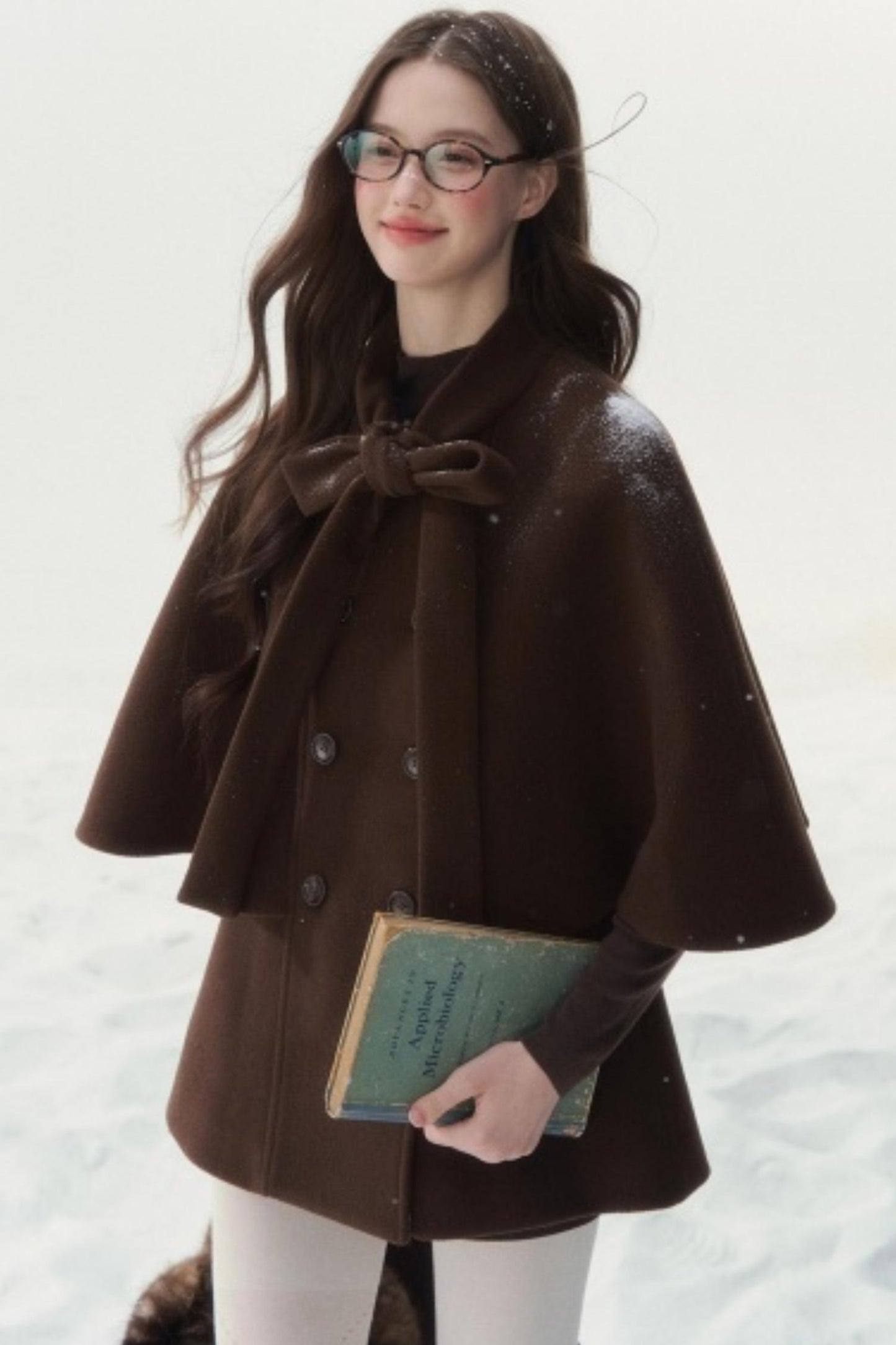 Cocoa Double-Breasted Cape Coat