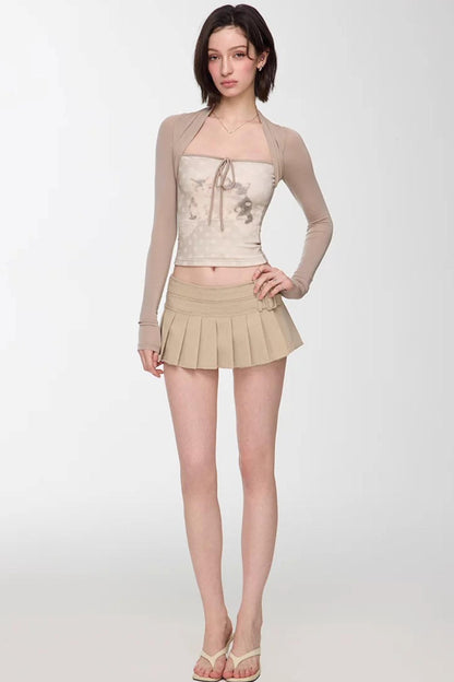 Light Apricot Pleated Skirt