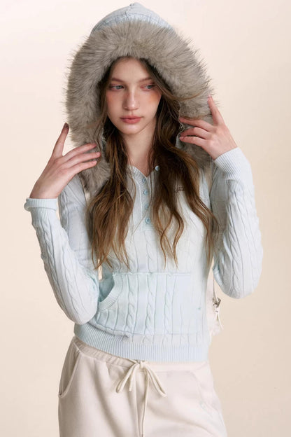 Plush Winter Fur Collar Sweater