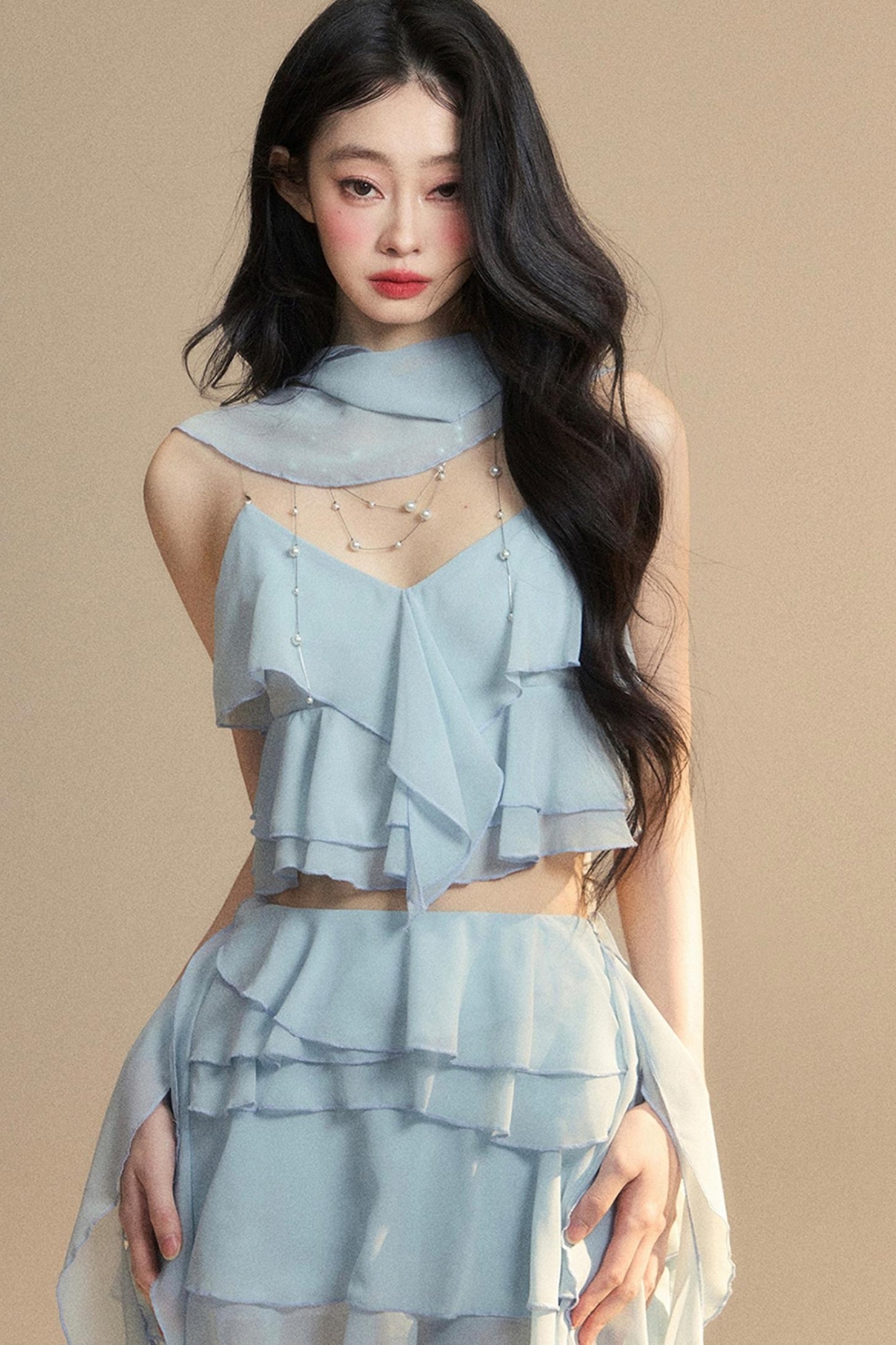 Luxury Halter With Skirt Set-Up