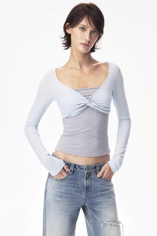 Color-Blocked Knot Design Top