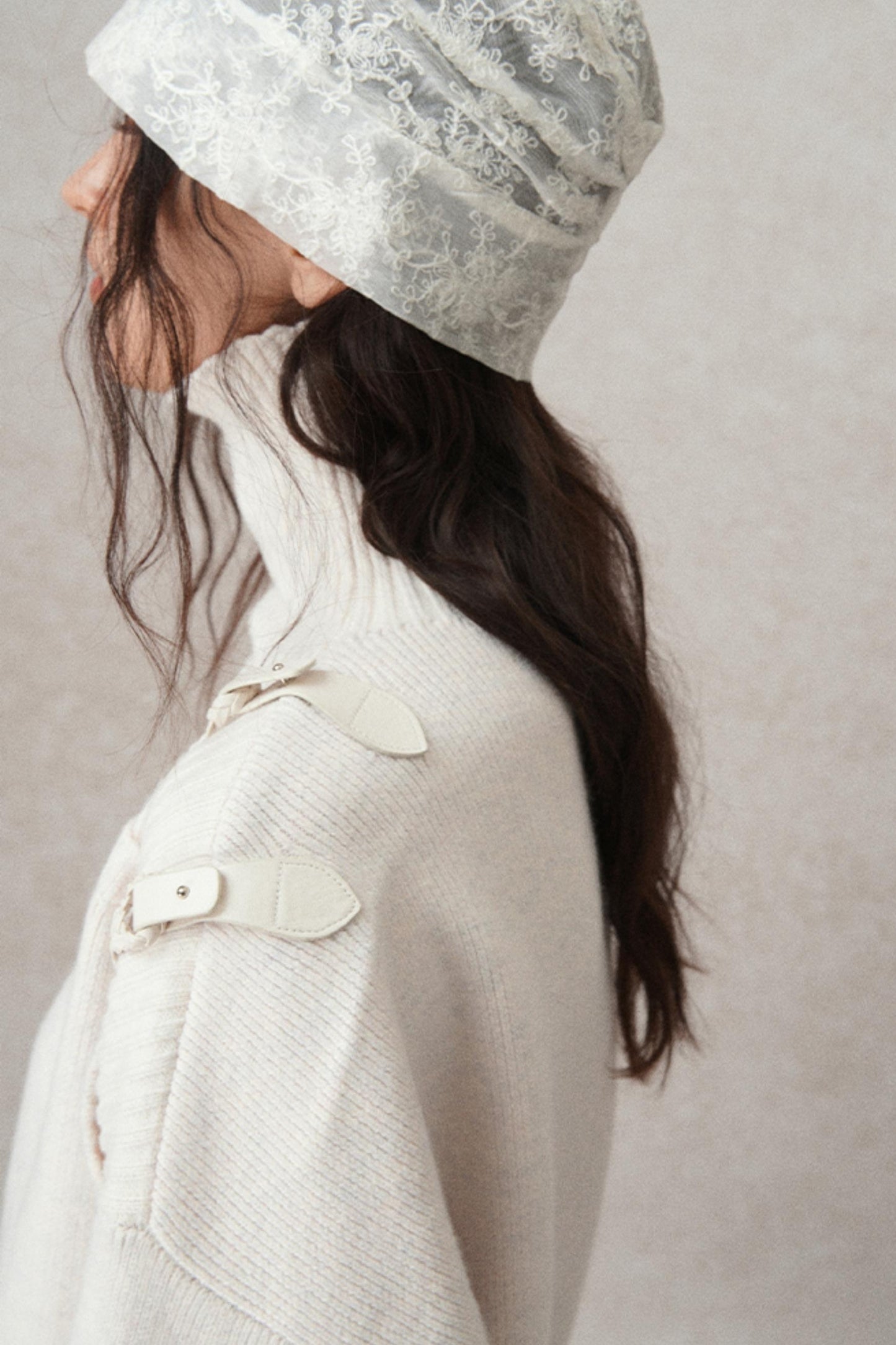 Hand-Woven Leather Loop Sweater