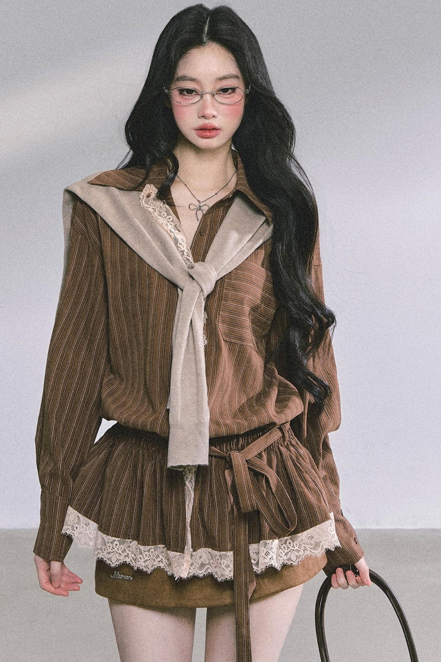 French Lace Stripe Shirt Set-Up