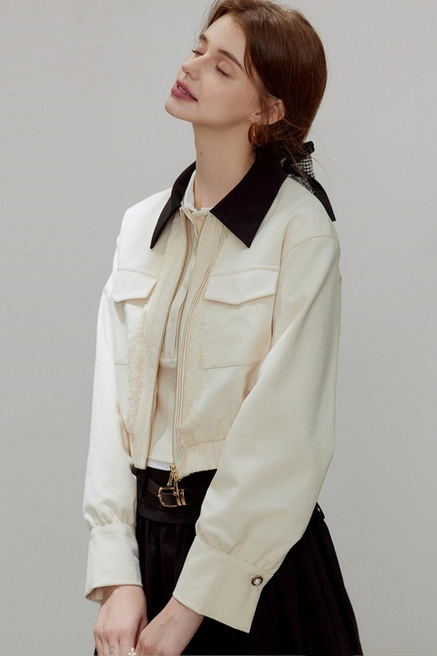 Autumn Lapel Short Coat Set-Up