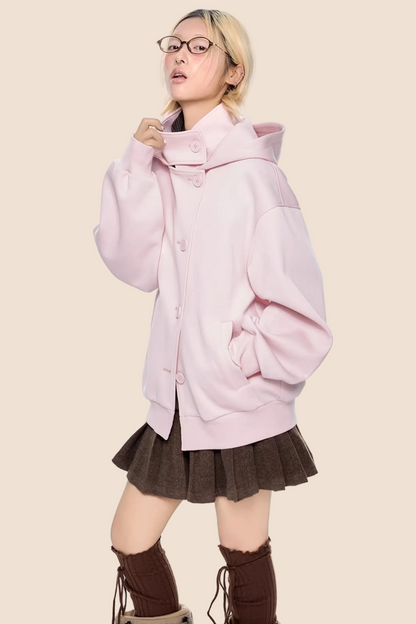 Retro Kapuzen-Sweatshirtjacke