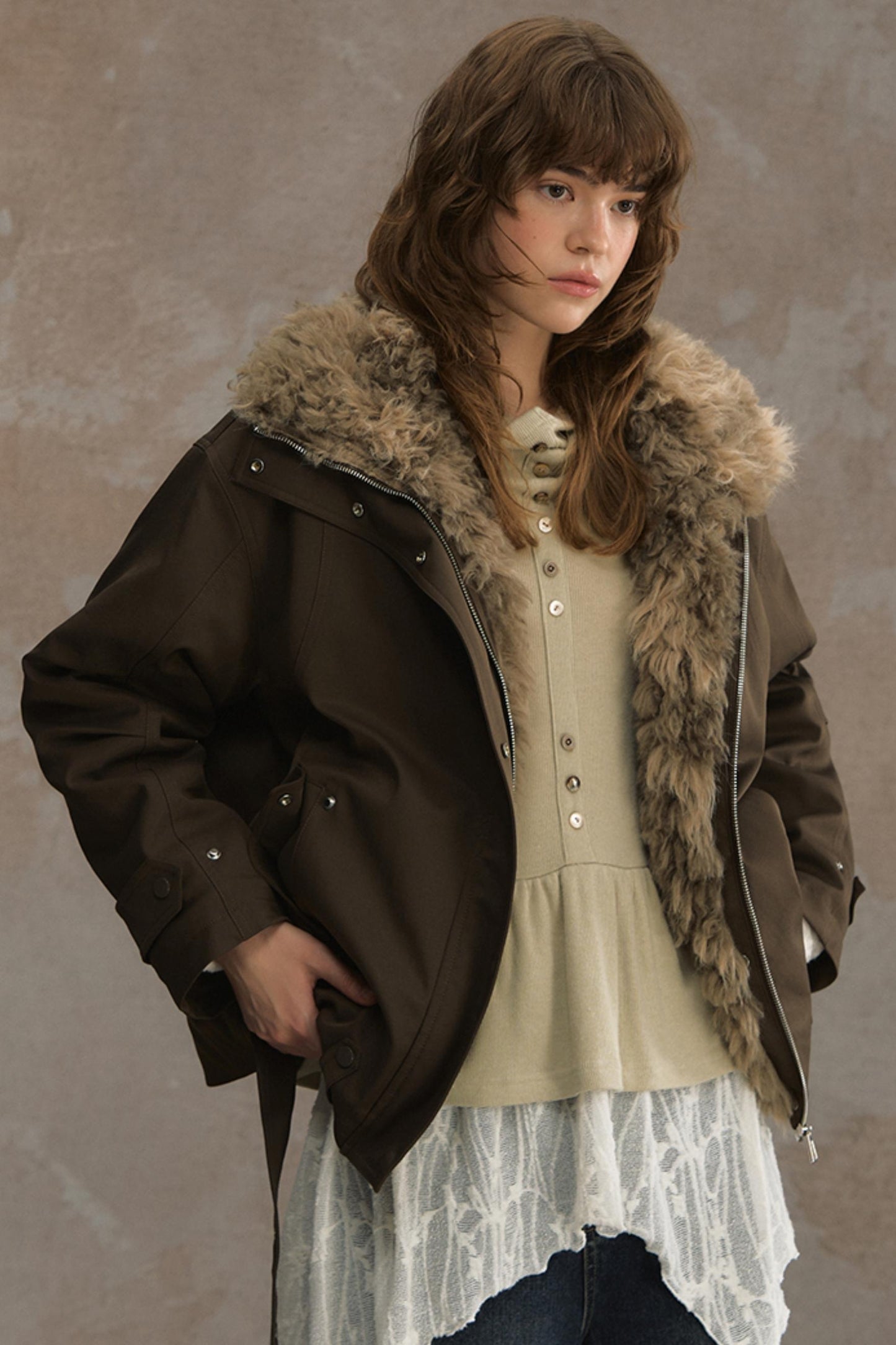 Time Traveler Fur Collar Jacket