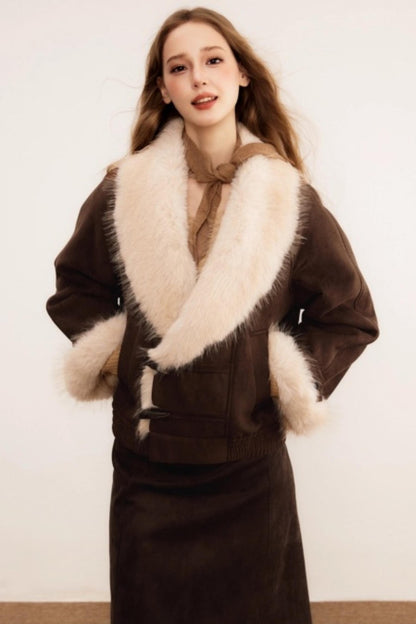 Faux Fur Suede Winter Coat
