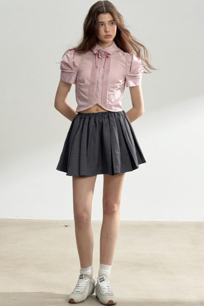 Vintage Pleated Striped Shirt