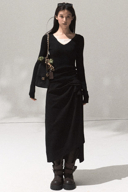 Green Oak Gray Pleated Skirt