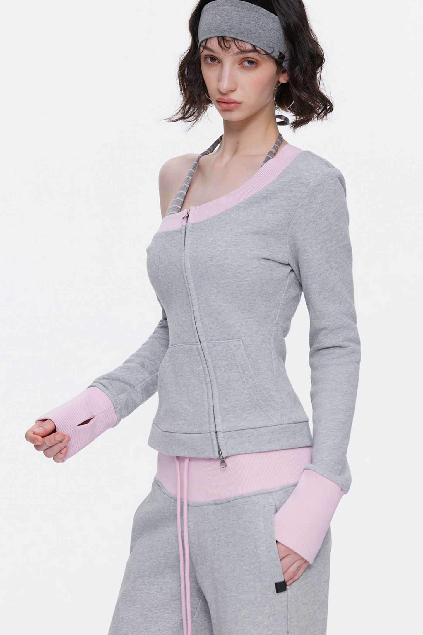 One-Shoulder Color-Blocked Top Set-Up