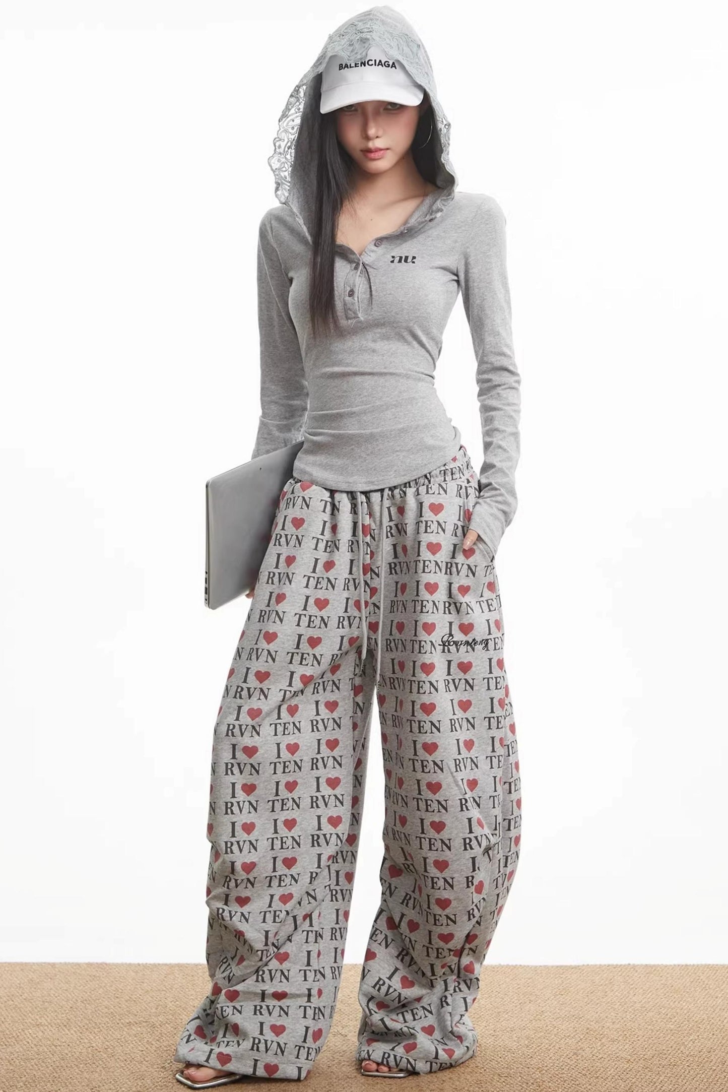 Lace Patchwork Hooded Top